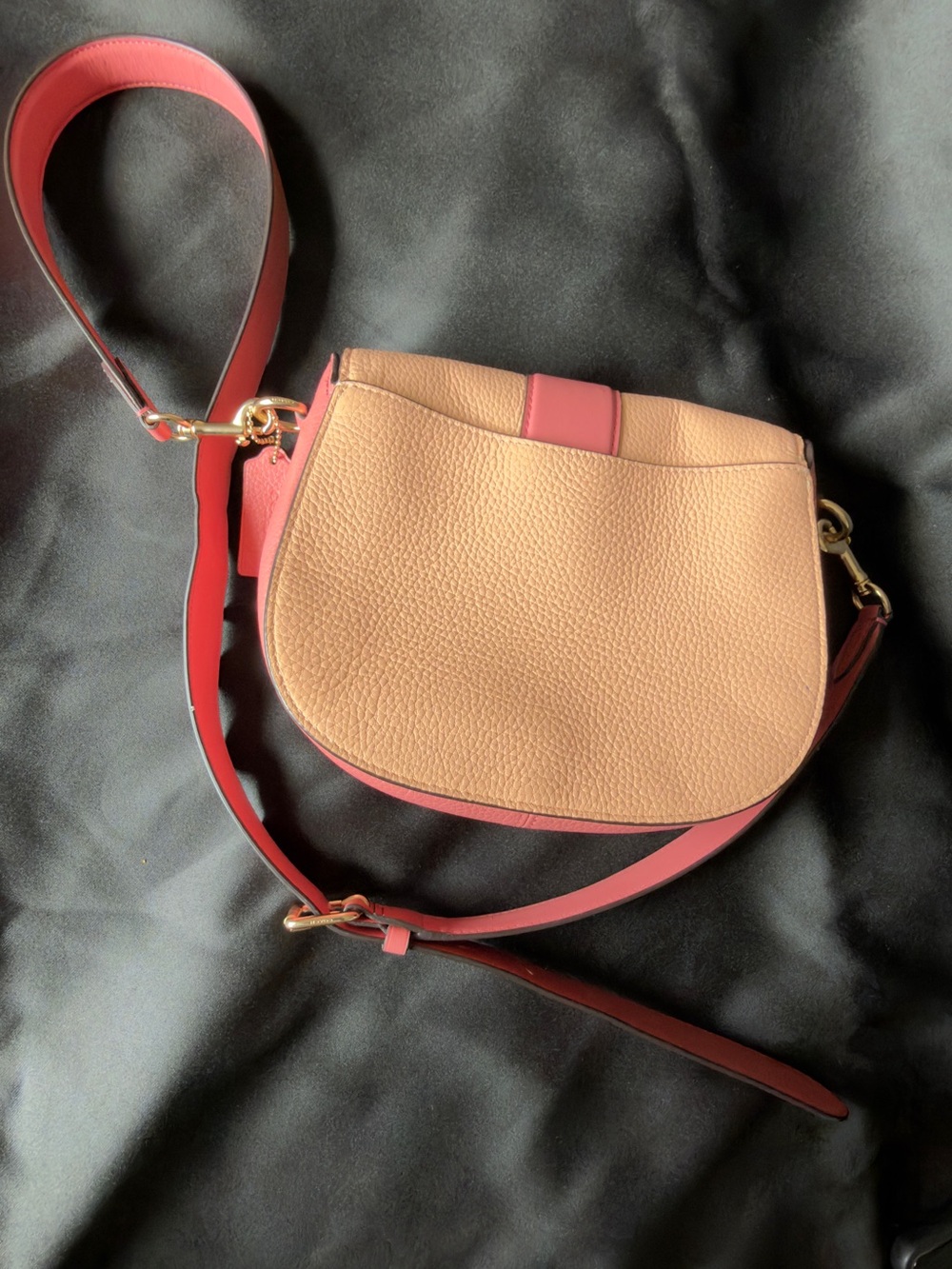Authentic Coach Georgie Saddle Bag In Colorblock Faded Blush Taffy -model C8296 - Picture 6 of 16